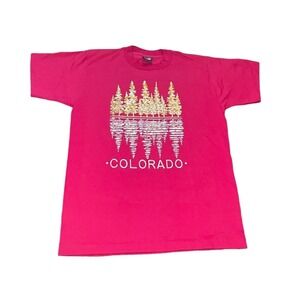 Vintage 90s Denver Colorado Men's‎ Single Stitch T-Shirt Size Medium Pink USA